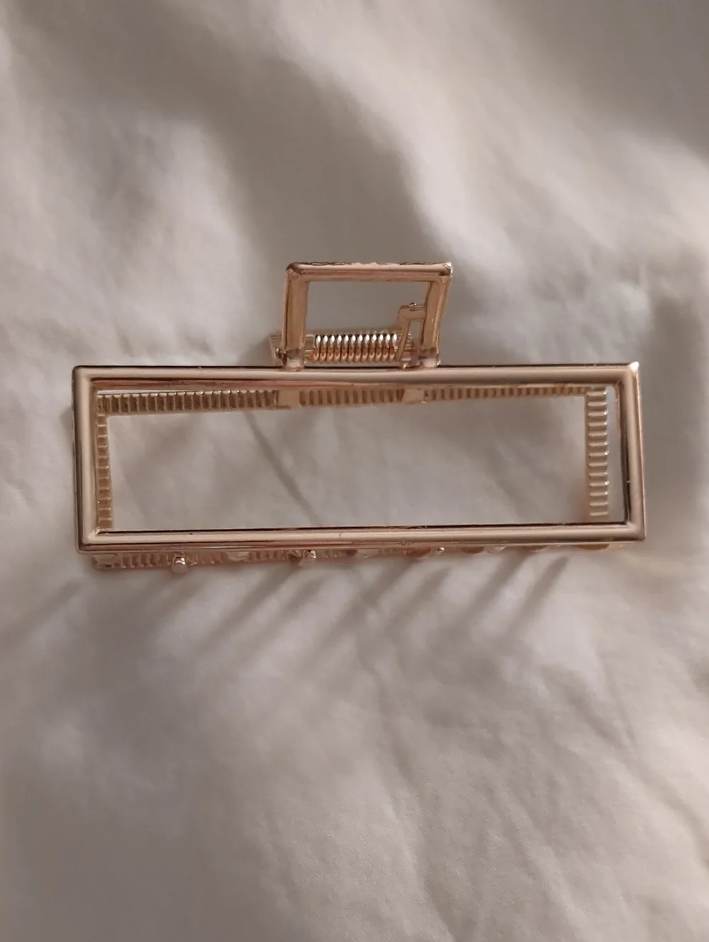 Gold Rectangular Metal Hair Clip - Women's Accessory